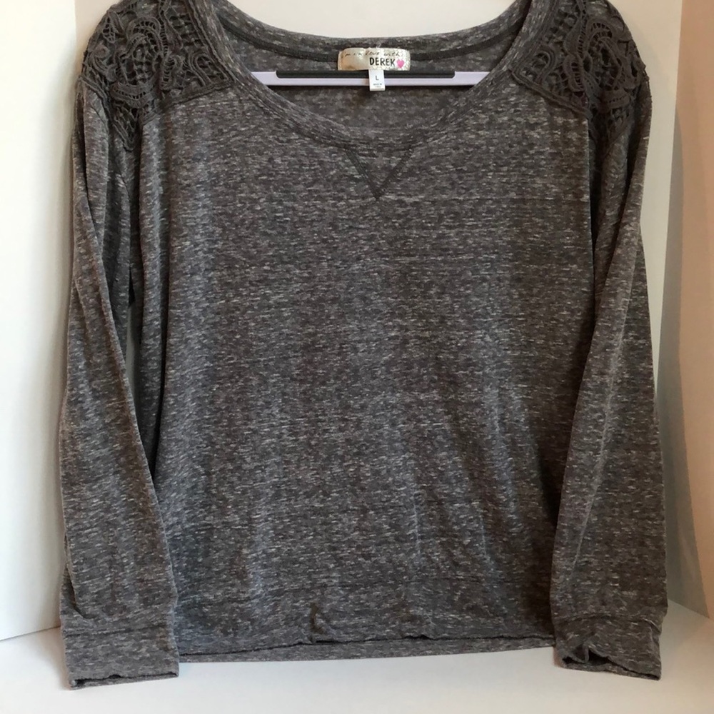 I’m in Love with Derek knit top with lace shoulder size Large
